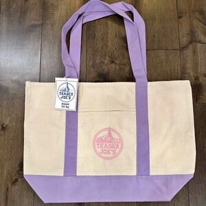 Lavender Trim Canvas Tote Bag